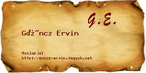 Göncz Ervin névjegykártya